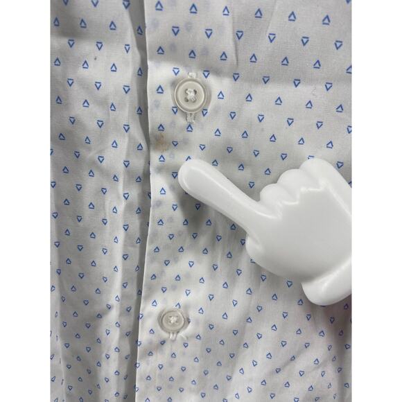 Zanetti Shirt Men 14.5 32/33 Button Down White Triangle Printed Long Sleeve‎ - Picture 14 of 14
